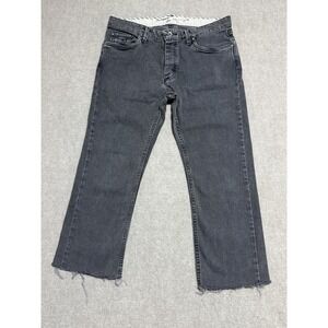 Vans Jeans Mens 32x32 Gray Straight Leg Button Fly Frayed Hem Custommade‎ Denim